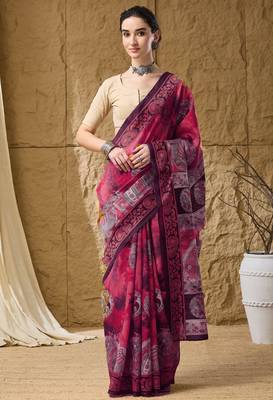 Kalamkari print cotton silk regular saree 1