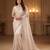 Women's rust net partywear saree with unstitched blouse