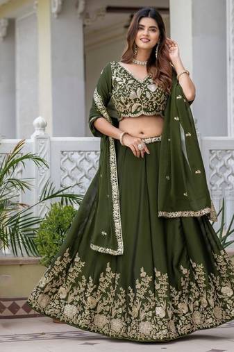 MEHENDI RANGOLI SILK PARTY WEAR EMBROIDERY LEHENGA CHOLI