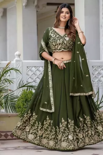 MEHENDI RANGOLI SILK PARTY WEAR EMBROIDERY LEHENGA CHOLI