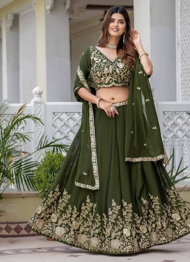 MEHENDI RANGOLI SILK PARTY WEAR EMBROIDERY LEHENGA CHOLI
