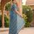 Women's blue gorgette partywear saree with unstitched blouse
