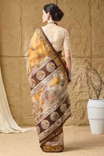 Kalamkari print cotton silk regular saree
