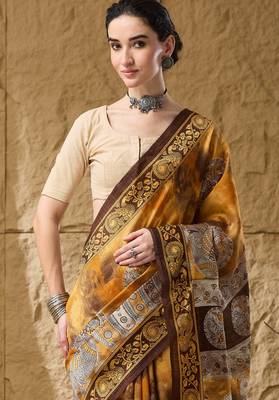 Kalamkari print cotton silk regular saree 5
