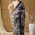 Black abstract print cotton silk regular saree