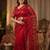 Women's red net partywear saree with unstitched blouse