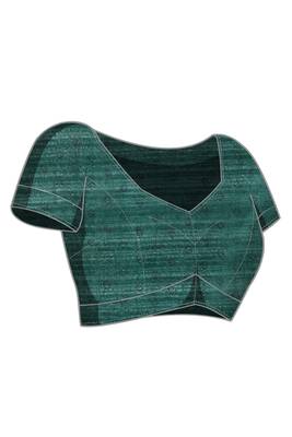 Green abstract print cotton silk regular saree 4