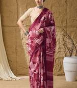 Red abstract print cotton silk regular saree