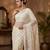 Women's white net partywear saree with unstitched blouse