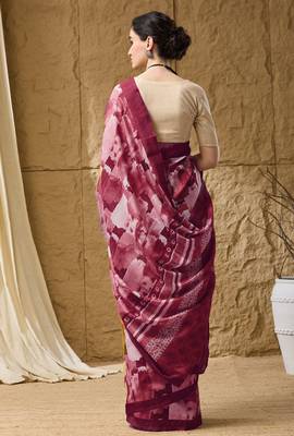 Red abstract print cotton silk regular saree 2