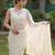 Women's white net partywear saree with unstitched blouse