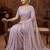 Women's lavender net partywear saree with unstitched blouse