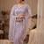Women's lavender net partywear saree with unstitched blouse