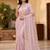 Women's pink net partywear saree with unstitched blouse