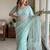 Women's sky blue net partywear saree with unstitched blouse