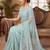 Women's sky blue net partywear saree with unstitched blouse