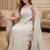 Women's white net partywear saree with unstitched blouse
