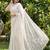 Women's white net partywear saree with unstitched blouse
