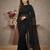 Women's black gorgette partywear saree with unstitched blouse
