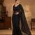 Women's black gorgette partywear saree with unstitched blouse