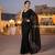 Women's black gorgette partywear saree with unstitched blouse