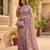 Women's lavender silk partywear saree with unstitched blouse