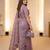 Women's lavender silk partywear saree with unstitched blouse