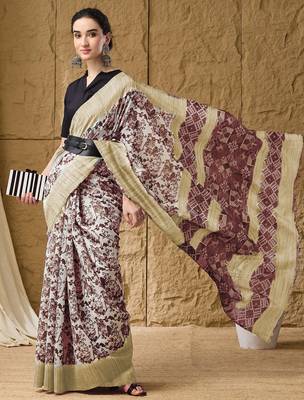 Geometric print cotton silk ready to wear saree 1