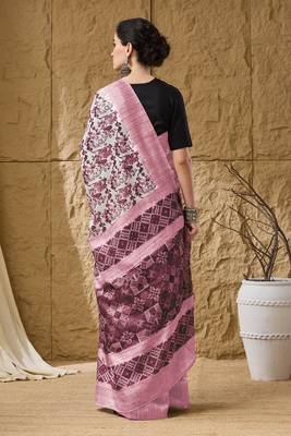 Geometric print cotton silk ready to wear saree 3