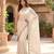 Women's white silk partywear saree with unstitched blouse