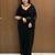 Women's black gorgette partywear saree with unstitched blouse