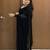 Women's black gorgette partywear saree with unstitched blouse