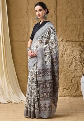 Geometric print cotton silk ready to wear saree 2