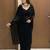 Women's black gorgette partywear saree with unstitched blouse