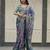 Women's multicolor chinon partywear saree with unstitched blouse