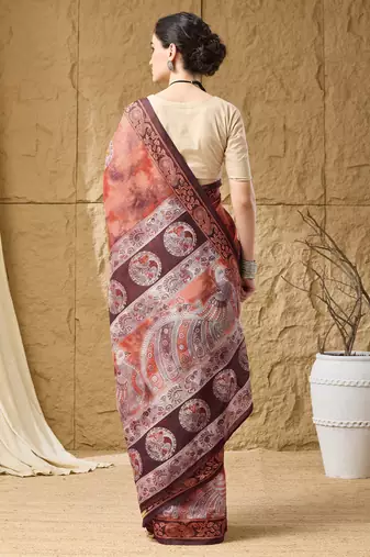 Kalamkari print cotton silk ready to wear saree