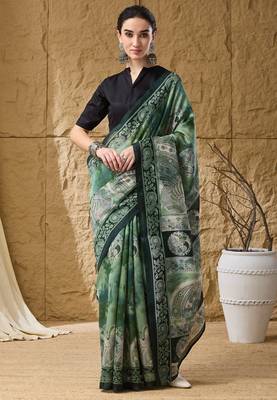 Kalamkari print cotton silk ready to wear saree 1