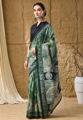 Kalamkari print cotton silk ready to wear saree 2