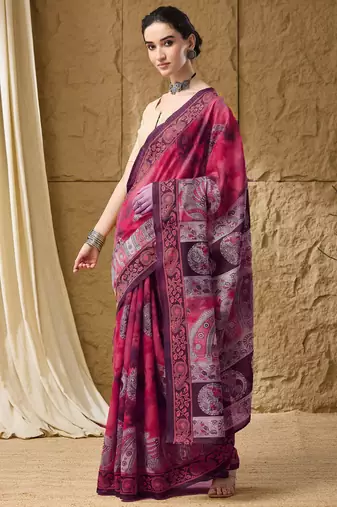 Kalamkari print cotton silk ready to wear saree