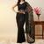 Women's black net partywear saree with unstitched blouse