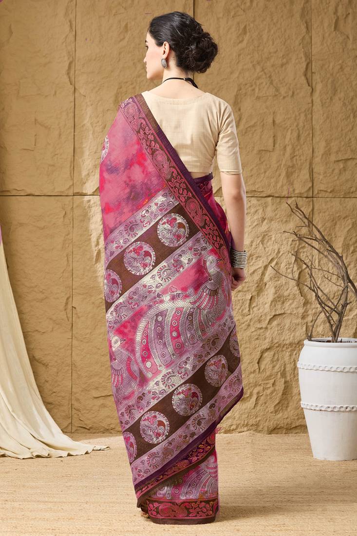 Kalamkari print cotton silk ready to wear saree