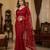 Women's red net partywear saree with unstitched blouse