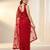 Women's red net partywear saree with unstitched blouse