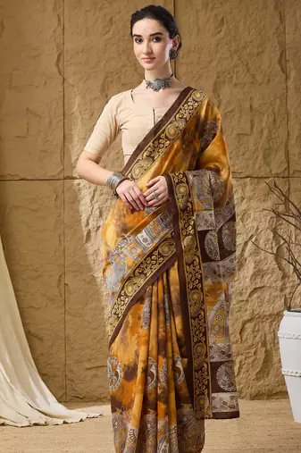 Kalamkari print cotton silk ready to wear saree