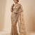 Women's rust net partywear saree with unstitched blouse