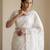 Women's white net partywear saree with unstitched blouse