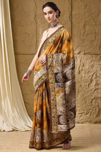 Kalamkari print cotton silk ready to wear saree