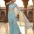 Women's pista net partywear saree with unstitched blouse