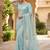 Women's pista net partywear saree with unstitched blouse