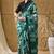 Green abstract print cotton silk ready to wear saree